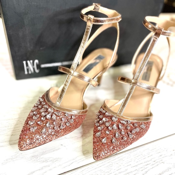 INC International Concepts Shoes - 🌟🌟🌟Rose Gold Rhinestone Embellished Kitten Heels!
